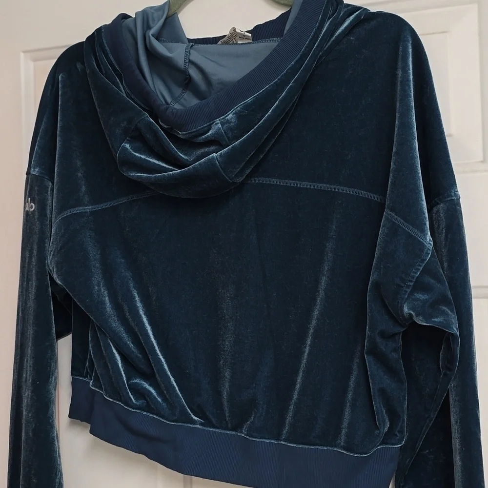 Alo Yoga Velvet Layer Long Sleeve Hooded Crop Top